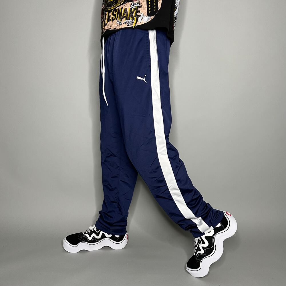 Vintage Y2K Puma Sweatpants Mens XL Navy Blue Polyester White Logo